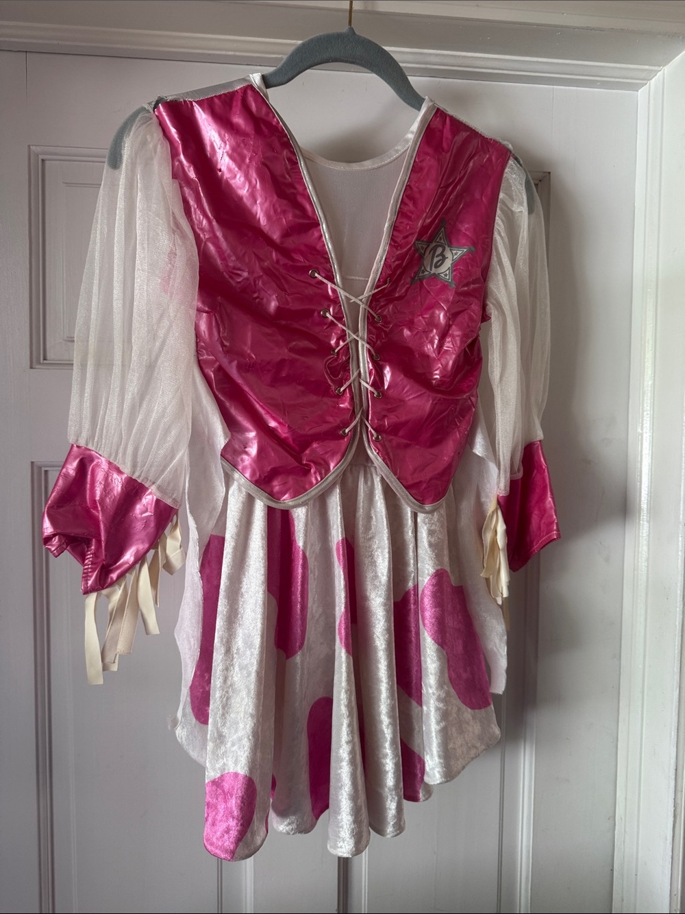 Barbie Shiny Pink and White Lace-Up Dress Costume